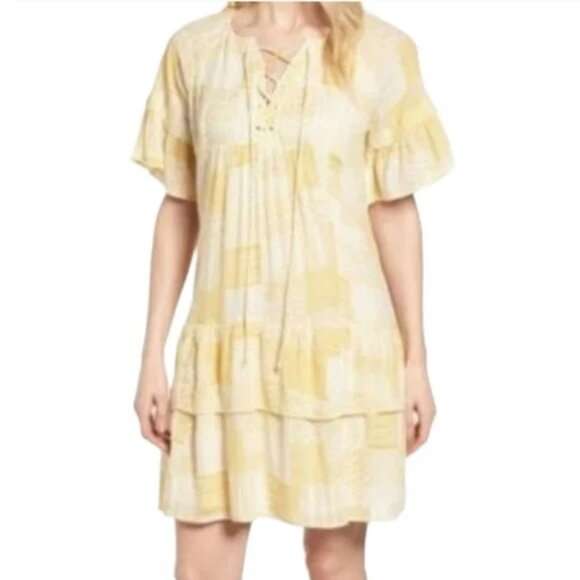 Caslon Ruffle Patchwork Mini Dress - Picture 1 of 16